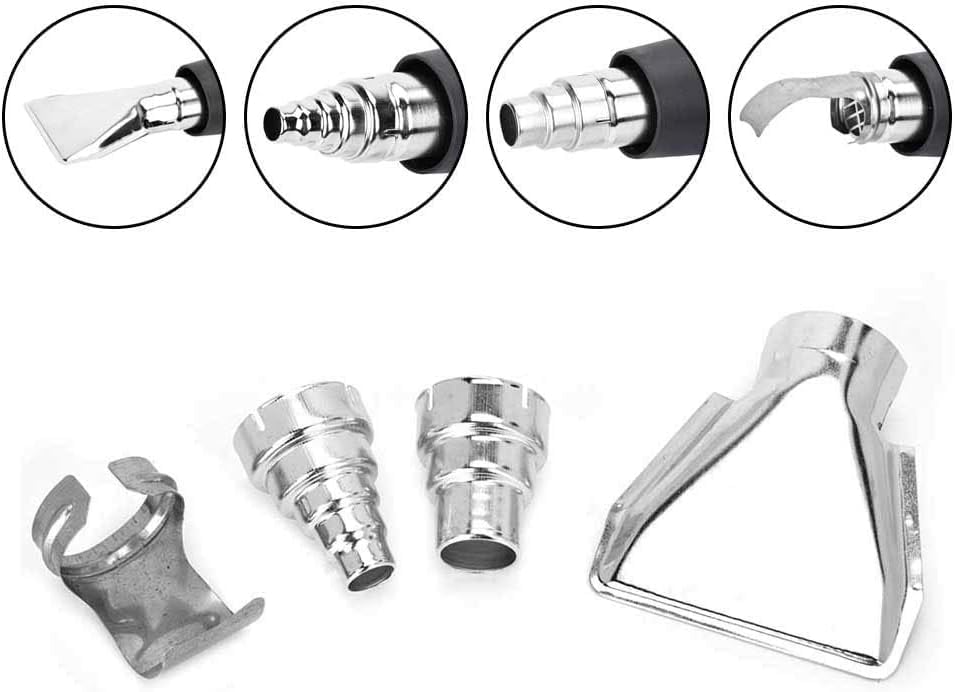 Heat Gun Nozzles Kit, Hot Air Gun Accessories,4 Pcs Heat Gun Nozzles Heat Gun Nozzle Attachments Stainless Steel Reflector Heat Resisting Nozzles For Hot Air Soldering Station Repair Tool Accessory