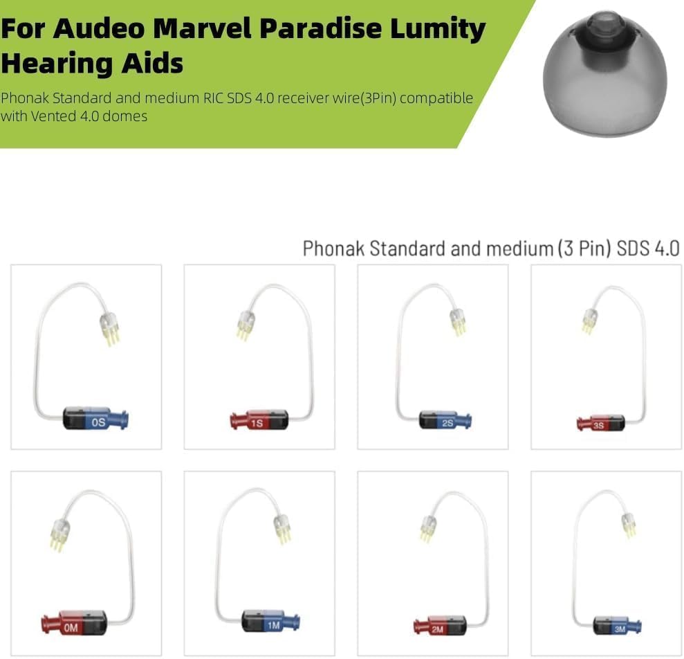 Phonak Hearing Aid Domes,20 pcs Phonak Vented 4.0 Hearing Aid Domes Hearing Aids Domes for Phonak Audeo Marvel Paradise Lumity Accessory (Vented 4.0 Dome Large 0.43inch=11mm)