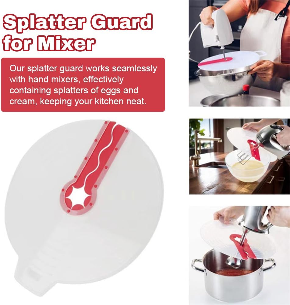 Splatter Guard,Splash Cover for Mixing Bowl, Splatter Guard for Mixer, Mixing Bowl Splatter Guard Splash Guard for Mixer for Egg Bowl Whisk Cooking Kitchen Tool