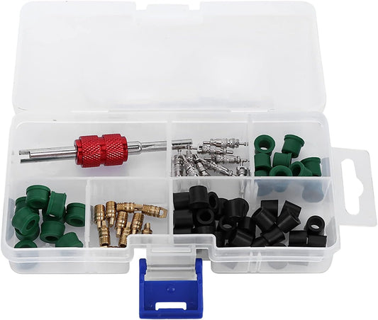 Air Condition Repair, A HVAC Hose Gasket Kit,71pcs Air Condition Repair Kit Repair Tool 10pcs Valve Cores 50pcs Hose Gaskets 10pc Valves
