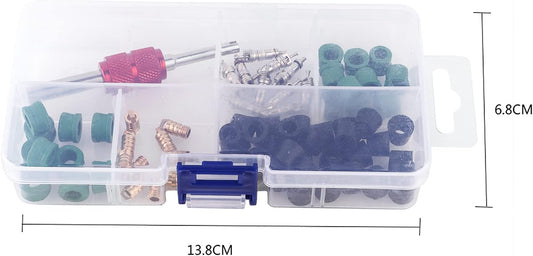 Air Condition Repair, A HVAC Hose Gasket Kit,71pcs Air Condition Repair Kit Repair Tool 10pcs Valve Cores 50pcs Hose Gaskets 10pc Valves