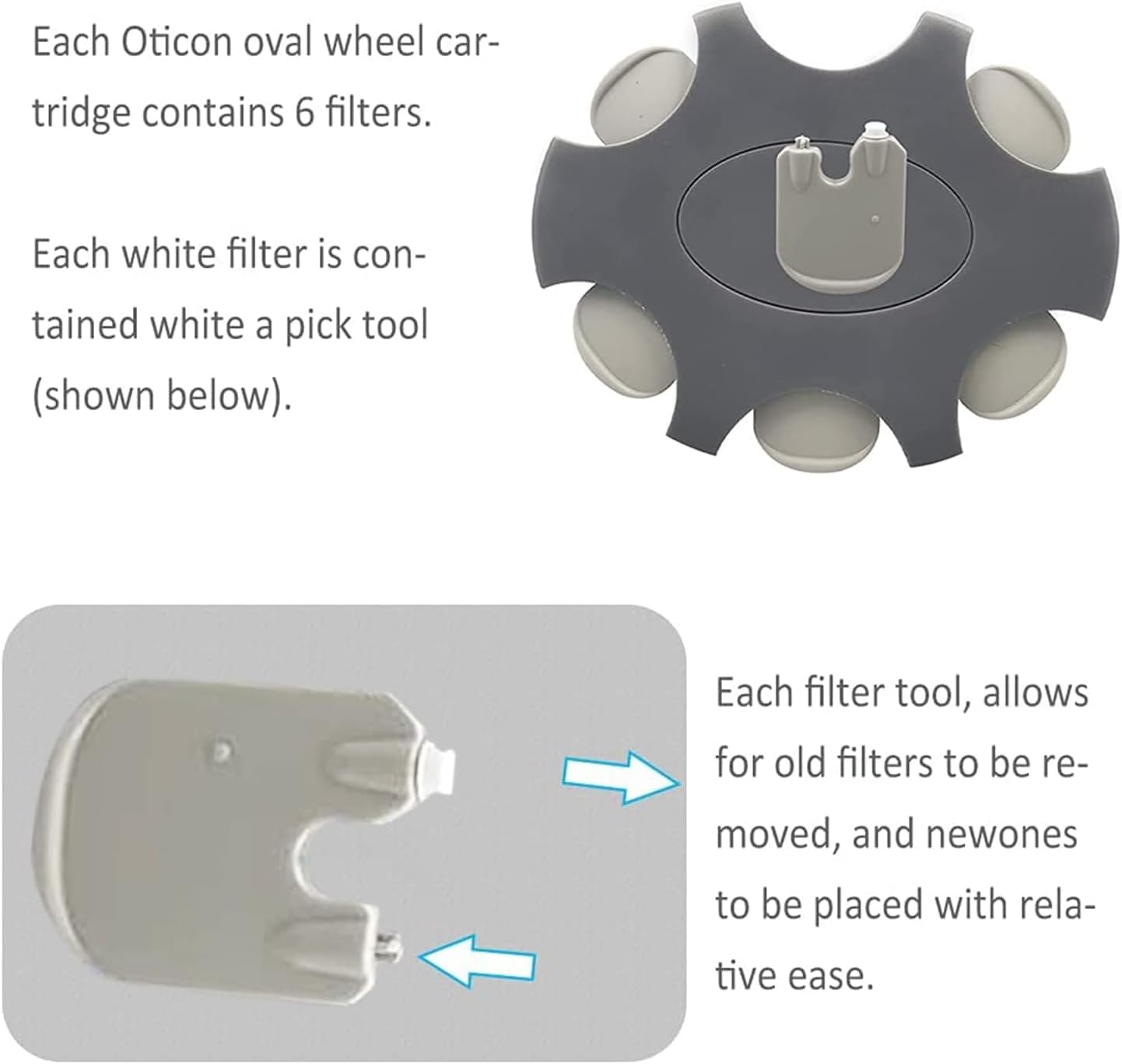 Oticon Prowax Filters,Earwax Filters for Oticon,1 Packs/ 6 Pcs Hearing Aid Filters Hearing Aid Wax Guards Oticon Hearing Aid Supplies Wax Guards for Hearing Aids(#2)